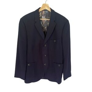 Gibson London Vintage‎ Blazer Sport Coat Cotton Blend Navy Blue Mens 42R